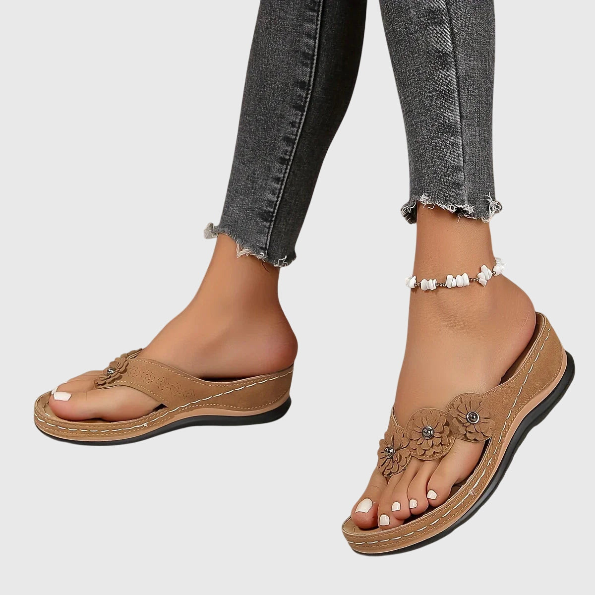 Eleanor | Orthopedic Comfortable Flower Flip Flops