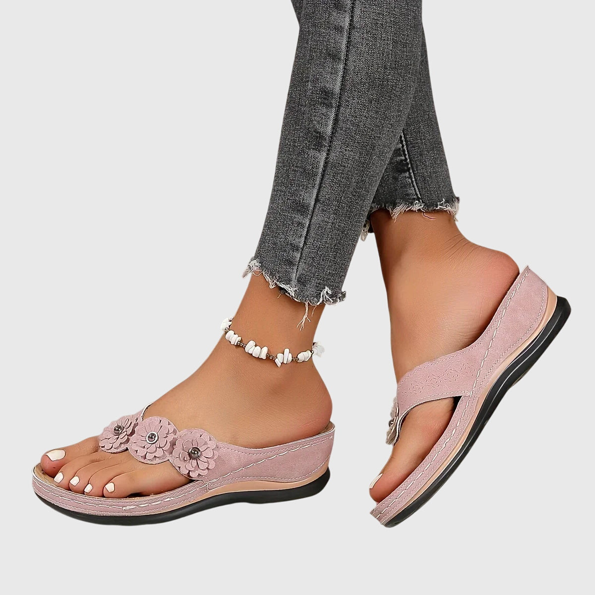 Eleanor | Orthopedic Comfortable Flower Flip Flops