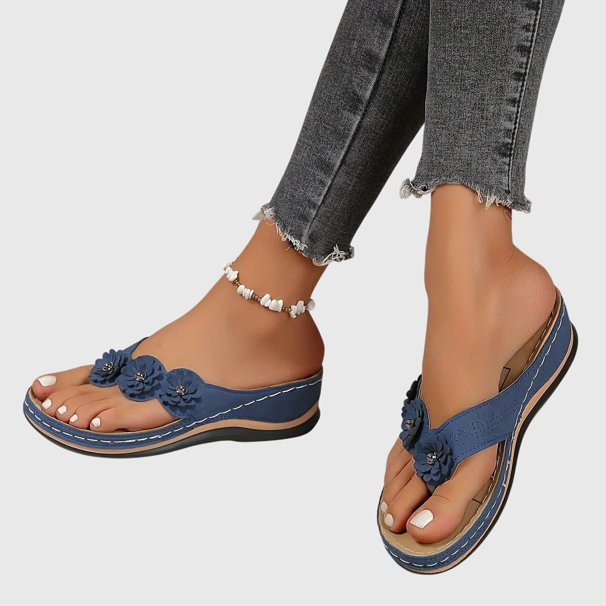 Eleanor | Orthopedic Comfortable Flower Flip Flops