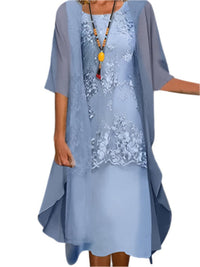 Elena | Elegant Sheer Sleeve Wedding Guest Midi Dress