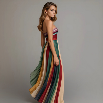 Emma | Strapless Pleated Maxi Dress
