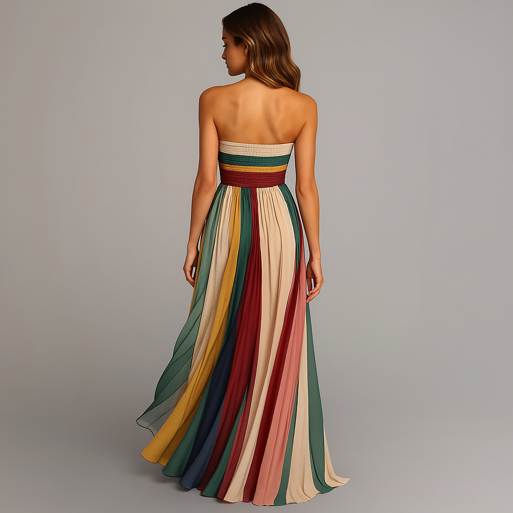 Emma | Strapless Pleated Maxi Dress