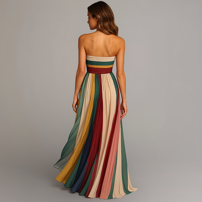 Emma | Strapless Pleated Maxi Dress