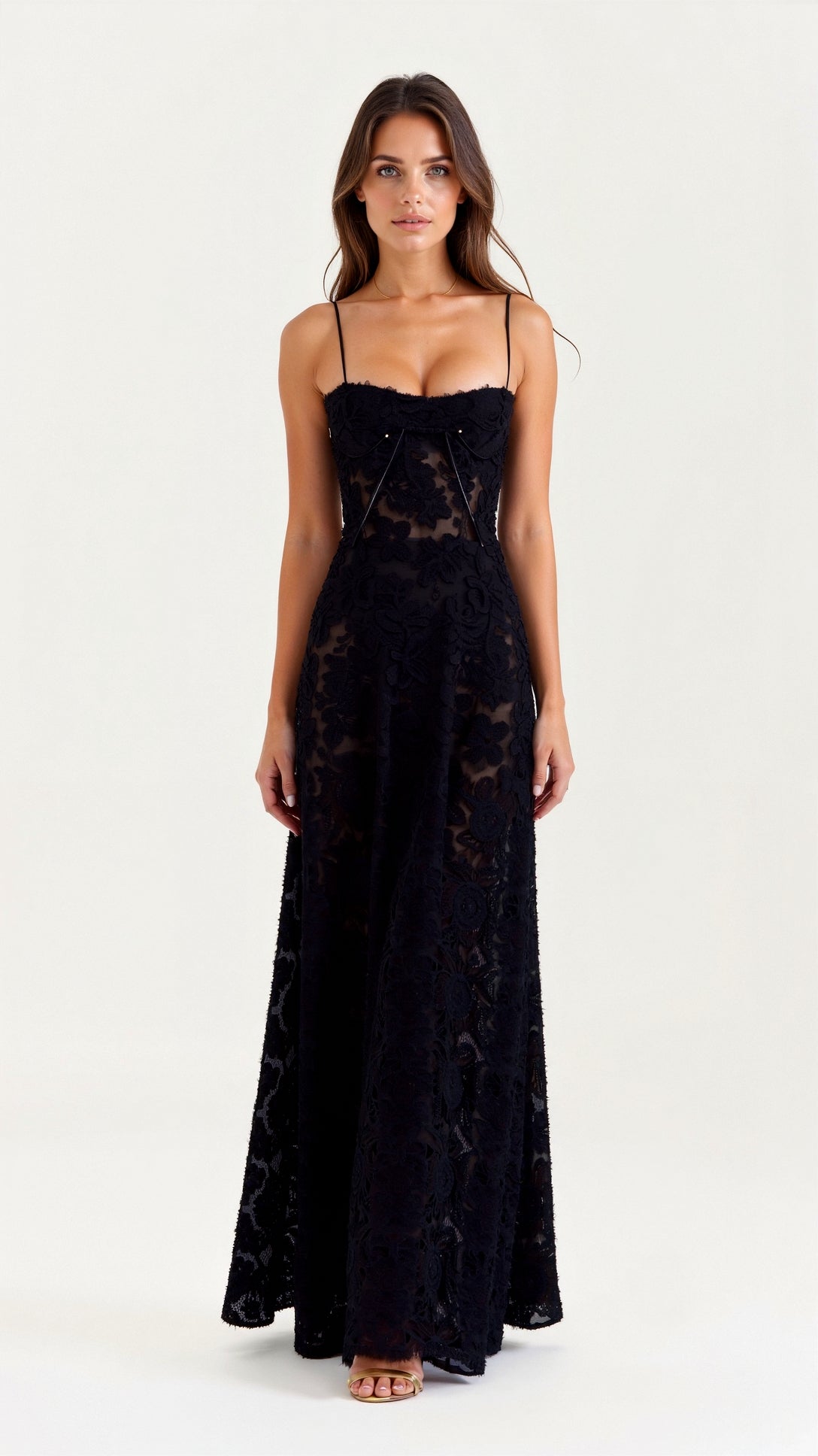 Vivian | Lace Bustier Maxi Dress for Wedding Guest