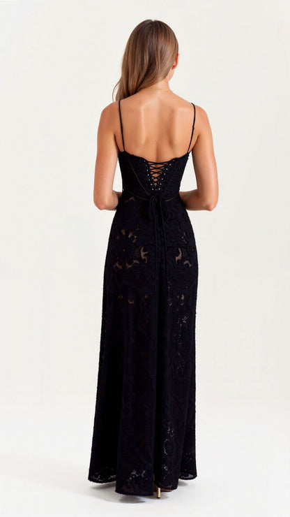 Vivian | Lace Bustier Maxi Dress for Wedding Guest