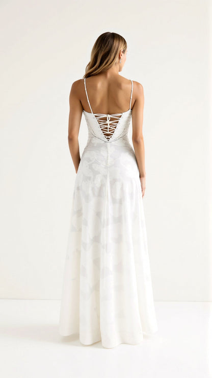 Vivian | Lace Bustier Maxi Dress for Wedding Guest