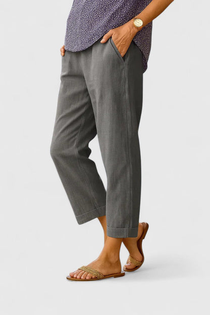 Fiona | Comfortable Cuffed Hem Cropped Pants