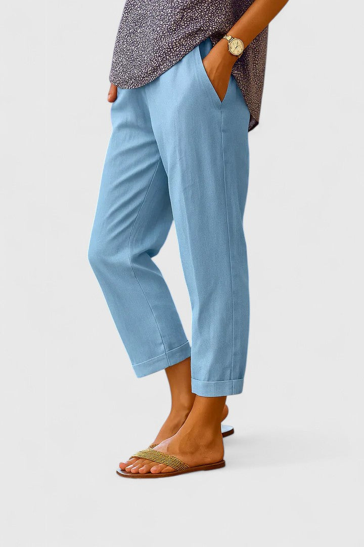 Fiona | Comfortable Cuffed Hem Cropped Pants