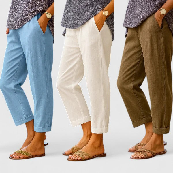 Fiona | Comfortable Cuffed Hem Cropped Pants