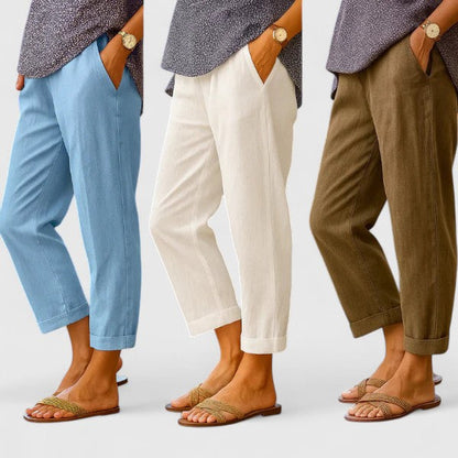 Fiona | Comfortable Cuffed Hem Cropped Pants