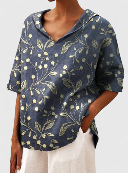 Fiona | Floral Print Collar Relaxed Shirt