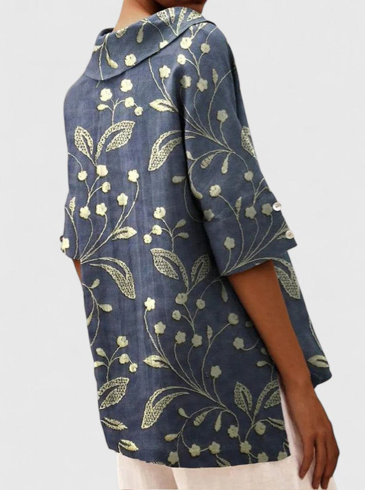 Fiona | Floral Print Collar Relaxed Shirt