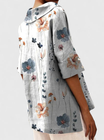 Fiona | Floral Print Collar Relaxed Shirt