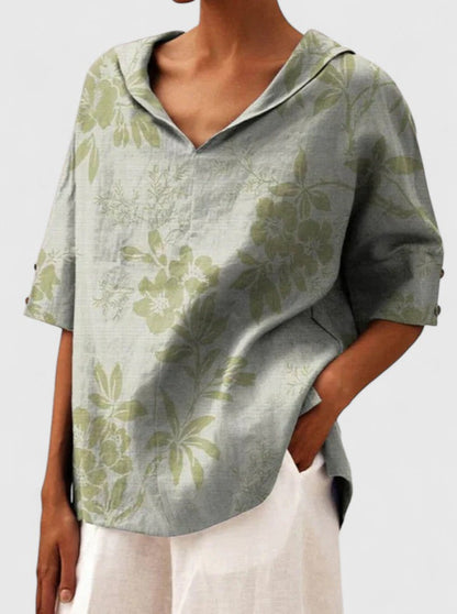 Fiona | Floral Print Collar Relaxed Shirt