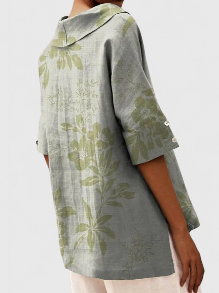 Fiona | Floral Print Collar Relaxed Shirt