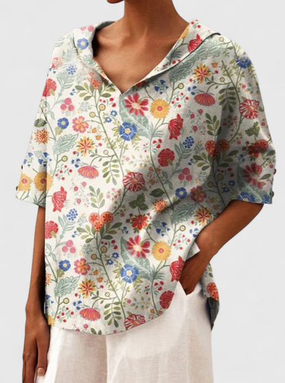 Fiona | Floral Print Collar Relaxed Shirt