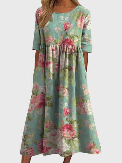 Fiona | Floral Print Midi Dress