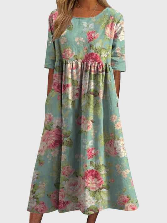Fiona | Floral Print Midi Dress