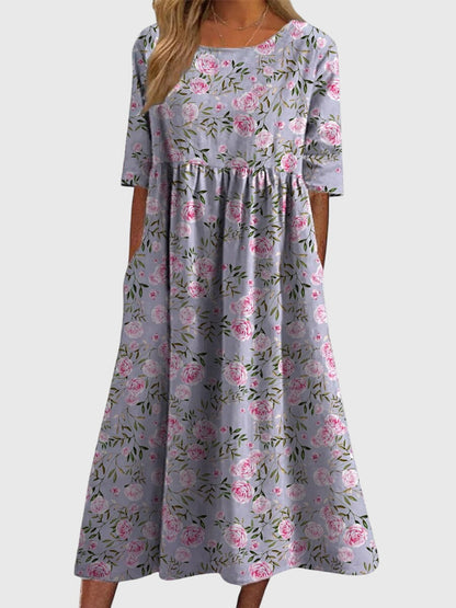 Fiona | Floral Print Midi Dress