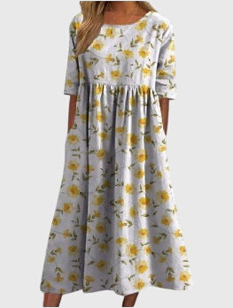 Fiona | Floral Print Midi Dress