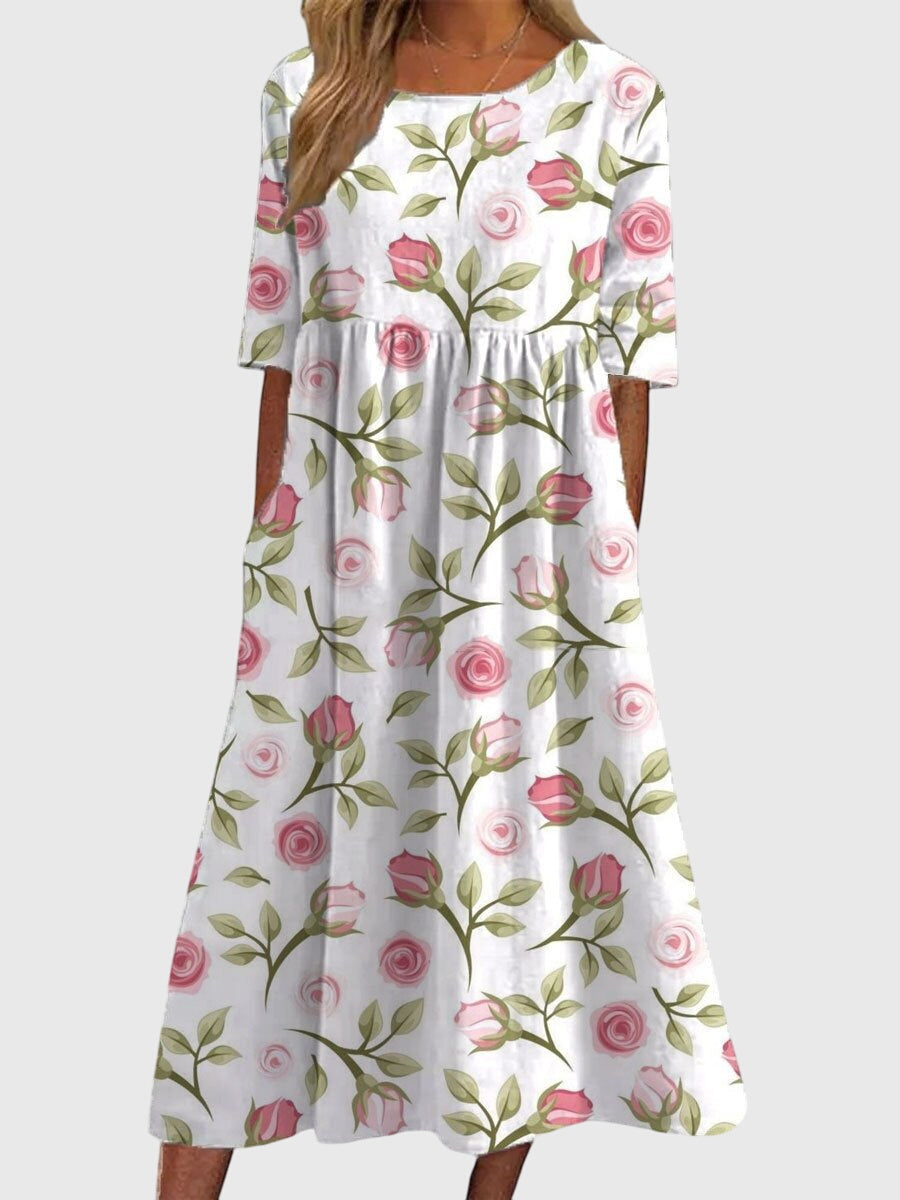 Fiona | Floral Print Midi Dress