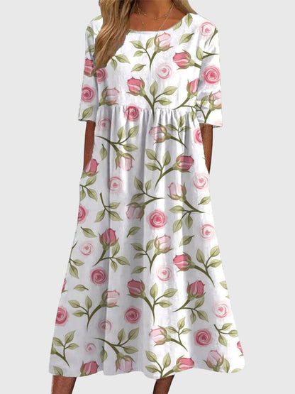 Fiona | Floral Print Midi Dress
