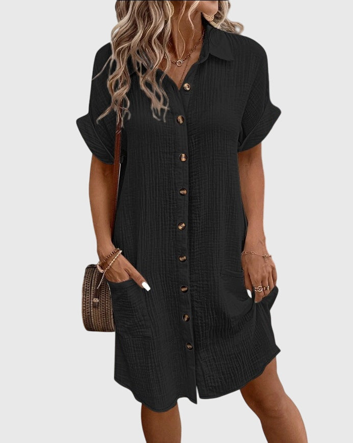 Fiona | Short Sleeve Mini Shirt Dress