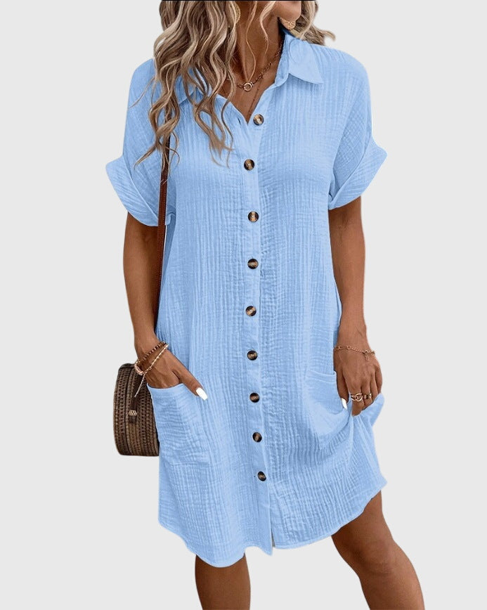 Fiona | Short Sleeve Mini Shirt Dress