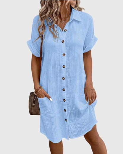 Fiona | Short Sleeve Mini Shirt Dress
