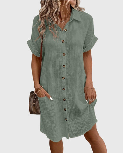 Fiona | Short Sleeve Mini Shirt Dress