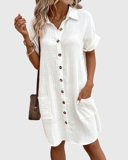 Fiona | Short Sleeve Mini Shirt Dress