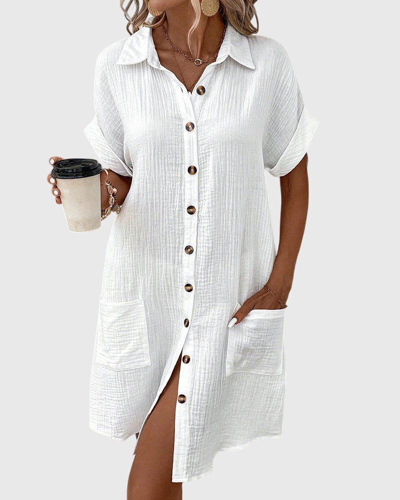 Fiona | Short Sleeve Mini Shirt Dress