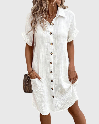 Fiona | Short Sleeve Mini Shirt Dress