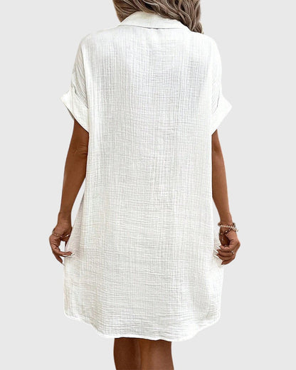 Fiona | Short Sleeve Mini Shirt Dress