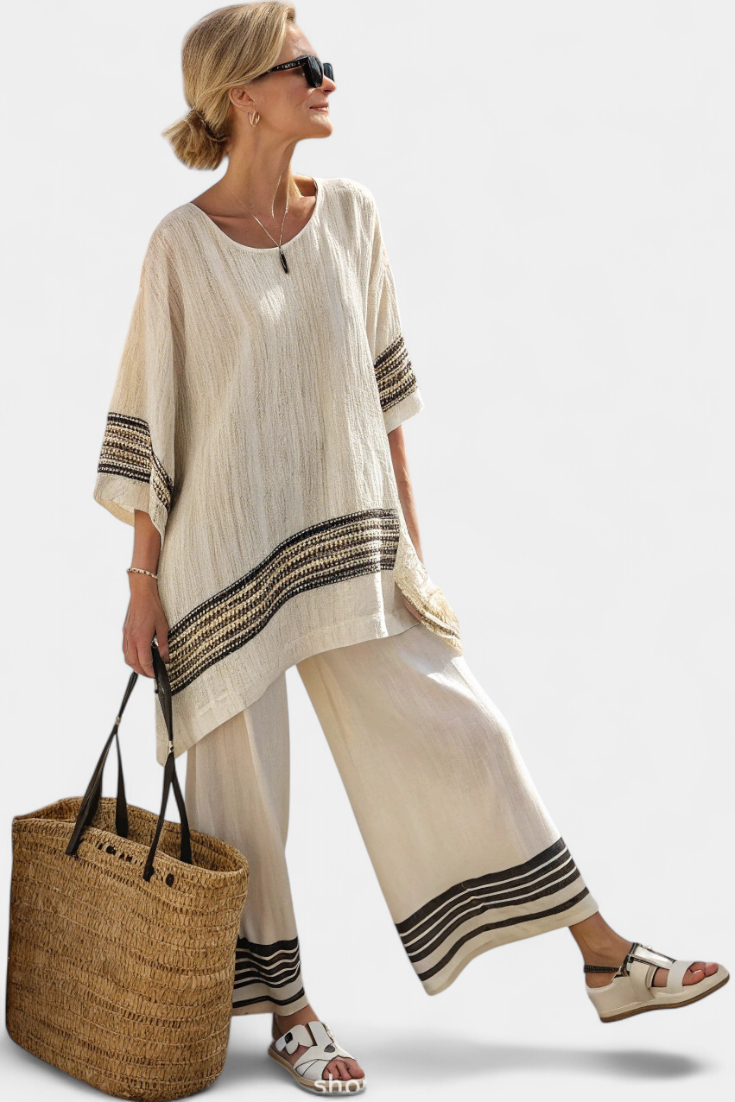 Grace | Boho Oversized Top and Wide Leg Pants 2-Piece Set