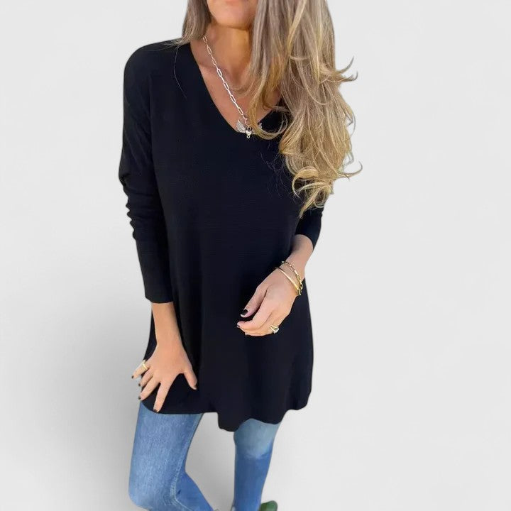 Grace | Oversized V-Neck Long Sleeve Top
