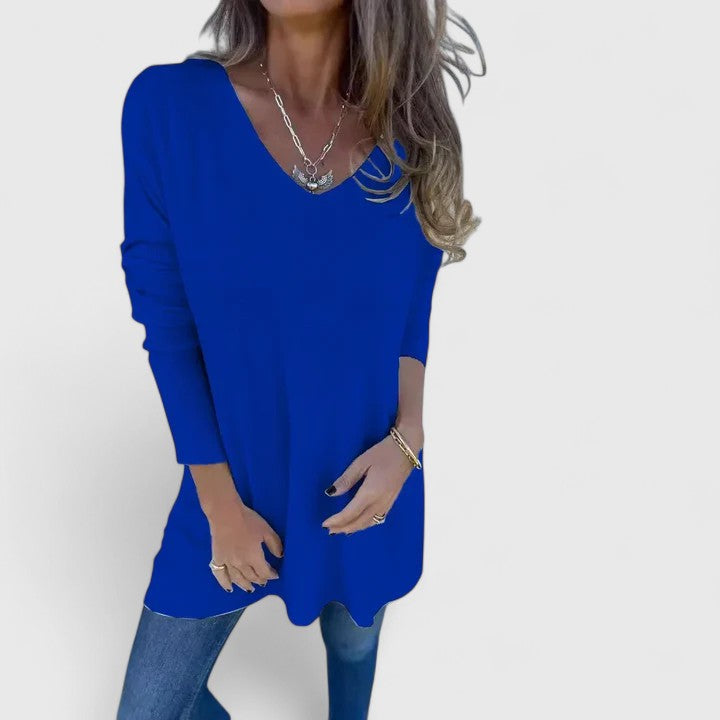 Grace | Oversized V-Neck Long Sleeve Top