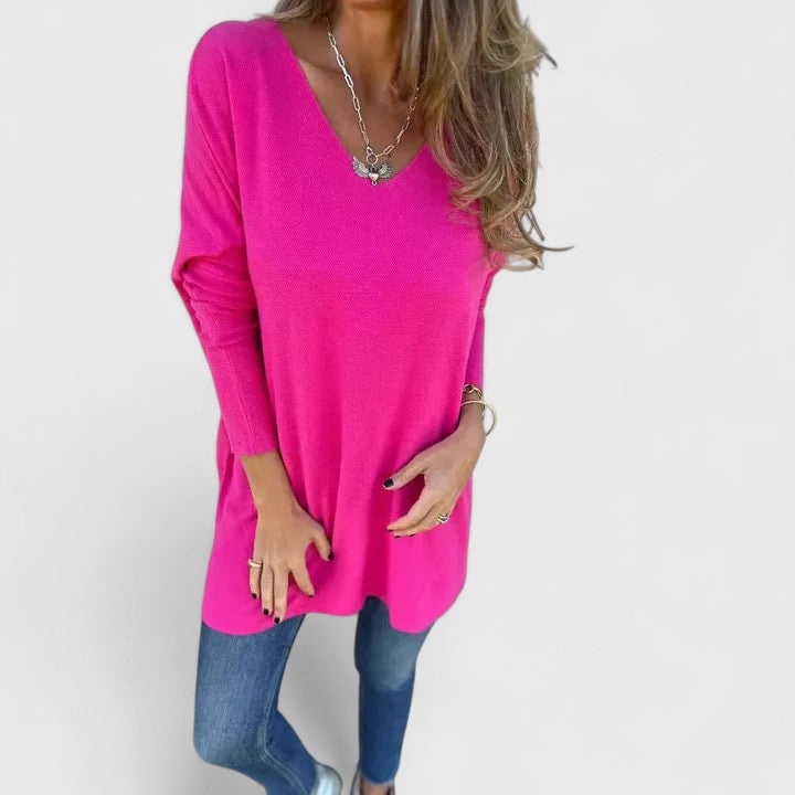Grace | Oversized V-Neck Long Sleeve Top