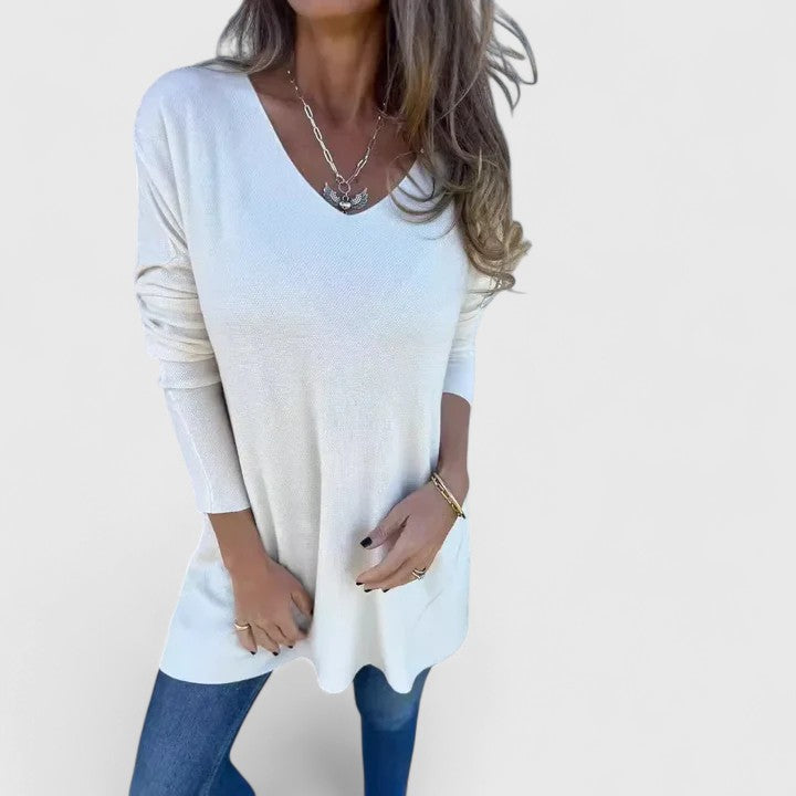 Grace | Oversized V-Neck Long Sleeve Top