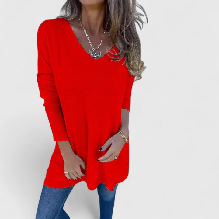 Grace | Oversized V-Neck Long Sleeve Top