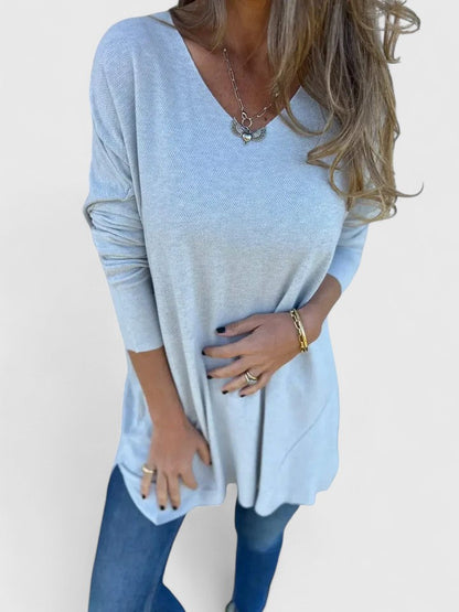 Grace | Oversized V-Neck Long Sleeve Top