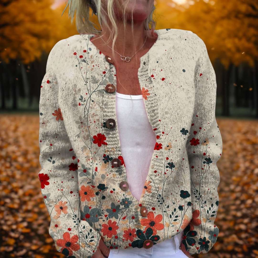 Hannah | Floral Print Knit Cardigan