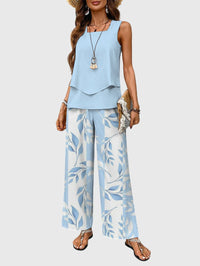 Harper | Two Piece Layered Top & Floral Pants Set