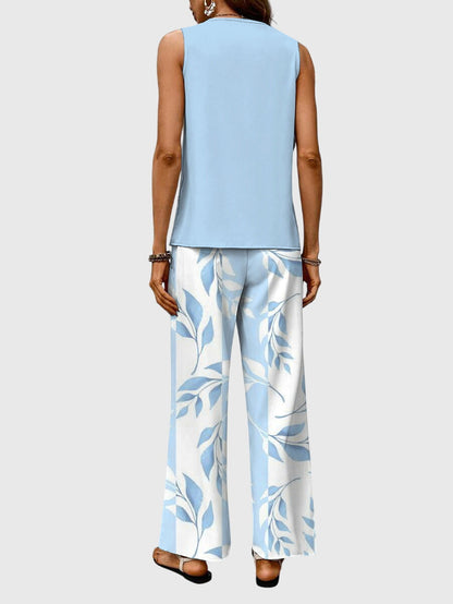 Harper | Two Piece Layered Top & Floral Pants Set
