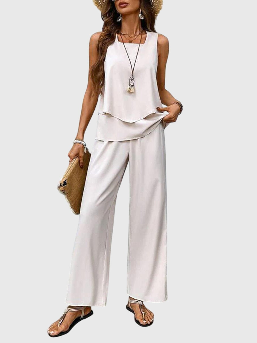 Harper | Two Piece Layered Top & Floral Pants Set