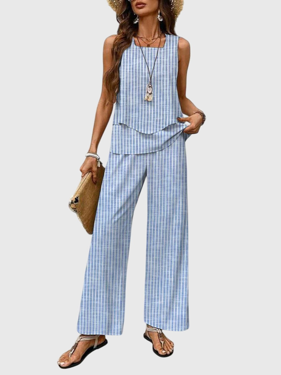 Harper | Two Piece Layered Top & Floral Pants Set