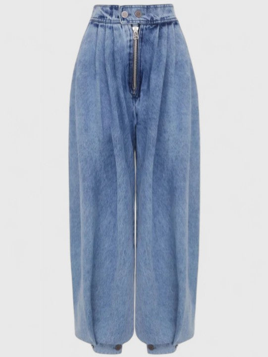 Harper | Comfortable High Rise Balloon Leg Cuffed Denim Pants