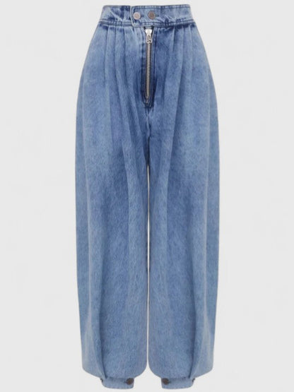 Harper | Comfortable High Rise Balloon Leg Cuffed Denim Pants