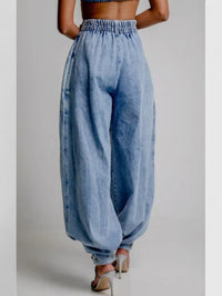 Harper | Comfortable High Rise Balloon Leg Cuffed Denim Pants
