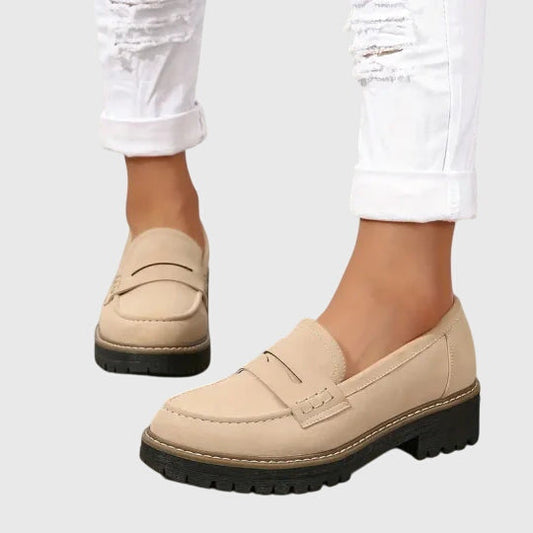 Ingrid | Suede Penny Loafers with Chunky Platform